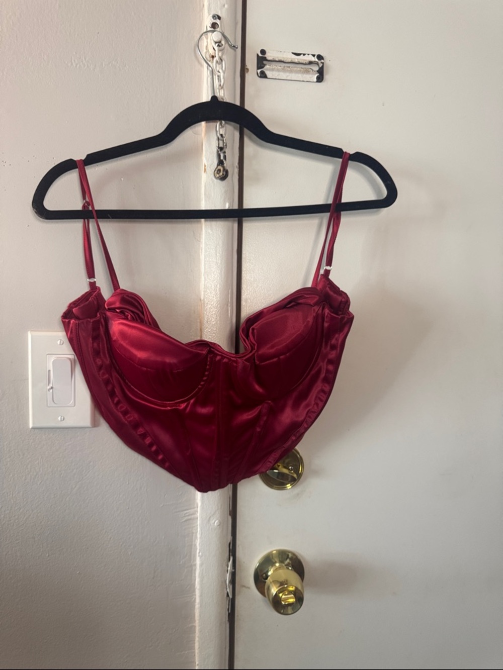 Women's Satin Bustier Corset Top - Red